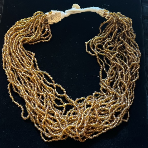 Brown and Cream Beaded Necklace - Picture 11 of 16